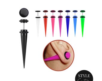 Fake Taper Plug Earrings with O-Rings – Multiple Sizes & Colors | Faux Gauge Studs for Men Women | Acrylic Illusion Plugs - Fake Stretcher