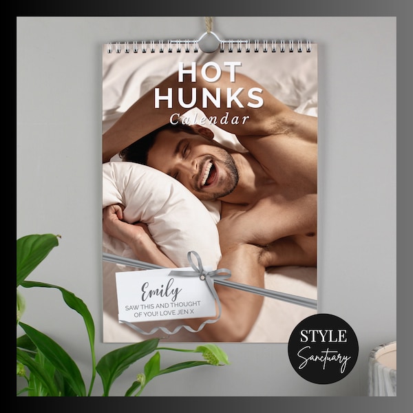 Personalised Hot Hunks A4 Calendar - Adult Monthly Wall Planner - Fun Gift For Home Office Kitchen Secret Santa Birthday Christmas Present