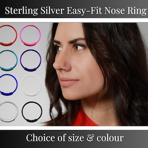 Sterling Silver Easy Fit Nose Ring - Handcrafted Minimalist Thin Nose Hoop with Quick Open & Close Clasp - Sleek Stylish Piercing Accessory