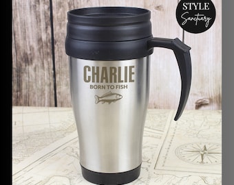 Personalised Fishing Insulated Travel Mug - Coffee Cup - Tea Flask - Gift For Anglers Fishermen -  Christmas Birthday Father's Day Present