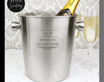 Personalised Engraved Stainless Steel Ice Bucket Wedding Engagement Gift Anniversary Birthday Retirement Hen Night Wine Champagne Present