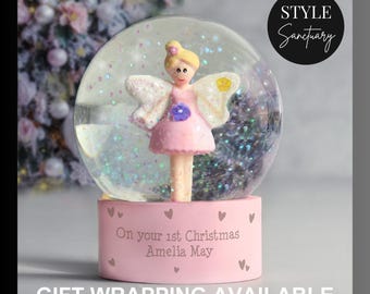 Personalised Fairy Glitter Snow Globe - Christmas Ornament - Christening Gift - Birthday Present - Handmade Keepsake with Personal Message