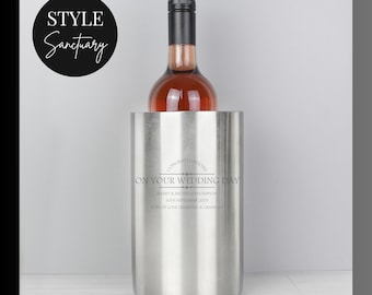 Personalised Engraved Stainless Steel Wine Cooler Wedding Anniversary Gift Birthday Retirement Wine Champagne Prosecco Ice Bucket Present