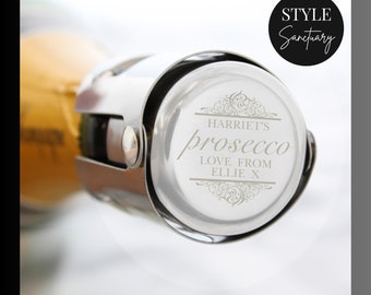 Personalised Engraved Stainless Steel Prosecco Bottle Stopper Wedding Engagement Gift Anniversary Birthday Retirement Hen Night Wine Present