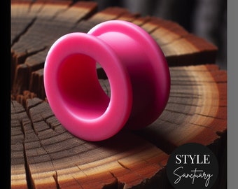 Pink Silicone Flesh Tunnel Plug - Soft Flexible Ear Gauges For Stretched Ears - Double Flared Silicone Ear Stretcher - Earlobe Expander