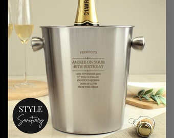 Personalised Engraved Stainless Steel Ice Bucket Wedding Engagement Gift Anniversary Birthday Retirement Hen Night Wine Champagne Present