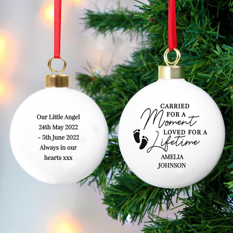 Personalised Carried for a Moment Christmas Bauble Baby Loss Tree