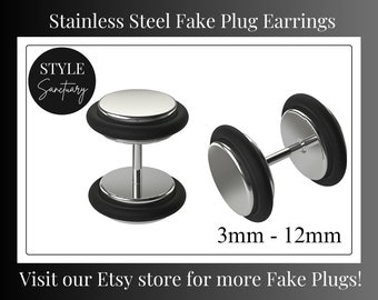 Silver Fake Flesh Plug Stud Earring Imitation Stretcher Cheater Gauges Earlobe Piercing Screw Back Men's Women's Stainless Steel Ear O-Ring