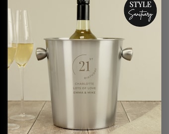 Personalised Engraved Stainless Steel Ice Bucket Big Birthday Gift Wedding Anniversary Present Retirement Party Wine Champagne Celebration