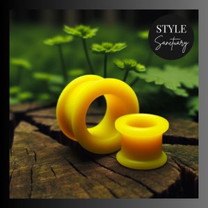 Dilatador de silicona amarillo para túneles de carne - Dilatadores de oreja suaves y flexibles para orejas estiradas - Dilatador de oreja de silicona de doble acampanado - Expansor de lóbulo de oreja