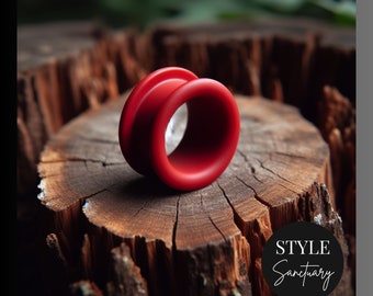 Red Silicone Flesh Tunnel Plug - Soft Flexible Ear Gauges For Stretched Ears - Double Flared Silicone Ear Stretcher - Earlobe Expander