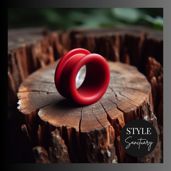 Red Silicone Flesh Tunnel Plug - Soft Flexible Ear Gauges For Stretched Ears - Double Flared Silicone Ear Stretcher - Earlobe Expander