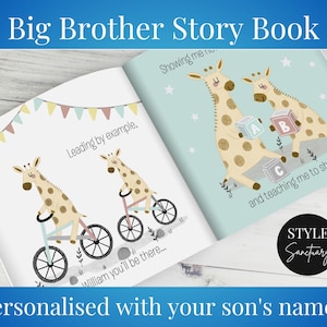 Personalised Big Brother Children&#39;s Story Book  - New Brother or Sister Sibling Gift - Baby Shower Present - Keepsake With Your Child&#39;s Name