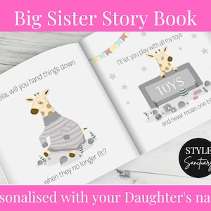 Livre d&#39;histoires personnalisé pour enfants grande soeur - nouveau cadeau frère ou soeur - cadeau de baby shower - souvenir avec le nom de votre enfant
