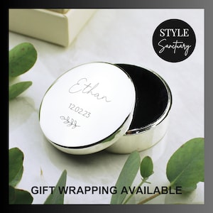 Personalised Engraved First Tooth or Curl Trinket Box - Preserve Precious Baby Memories & Milestones! Christening Baby Shower Newborn Gift