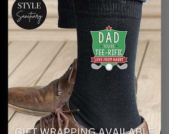 Personalised Men's Golf Socks - Birthday Present For Golfer - Father's Day Gift - Christmas Stocking Filler For Husband Son Grandad Brother