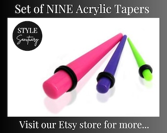 Acrylic Ear Lobe Stretching Taper Kit - SET OF 9 - Earlobe Expander Straight Stretcher Flesh Plug Tunnel Stretched Ears Gauges Earrings