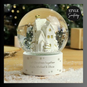 Personalised Village Glitter Snow Globe - Christmas Ornament - Handmade Xmas Decoration with Personal Name & Message - Magical Keepsake Gift