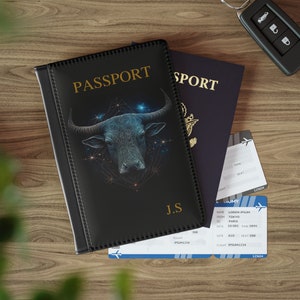 Funda de pasaporte de piel sintética personalizada Cartera Tauro Toro Horóscopo Signo de estrella Astrología Símbolo del zodiaco Portadocumentos Viaje Regalo de vacaciones