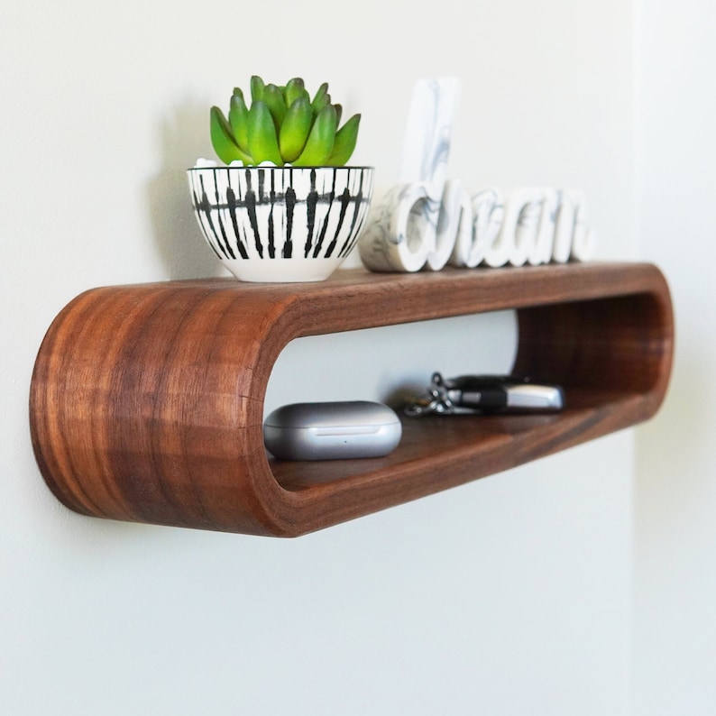 Curved Floating Shelves Modern Floating Wall Shelf Etsy