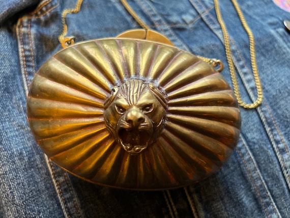 Vintage Brass Lion Head Purse - image 6