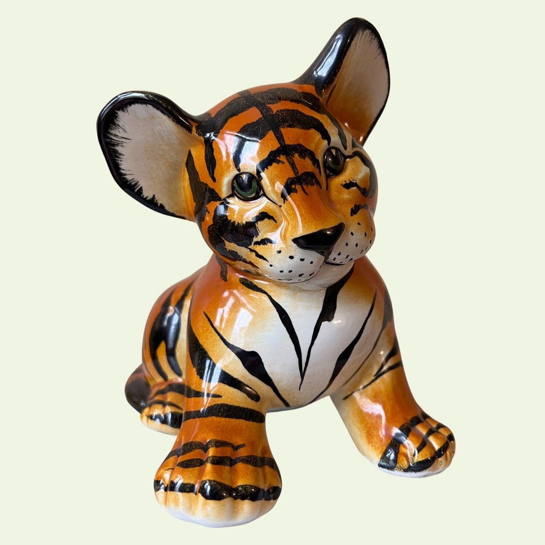 Vintage Italian Porcelain Tiger Cub Etsy