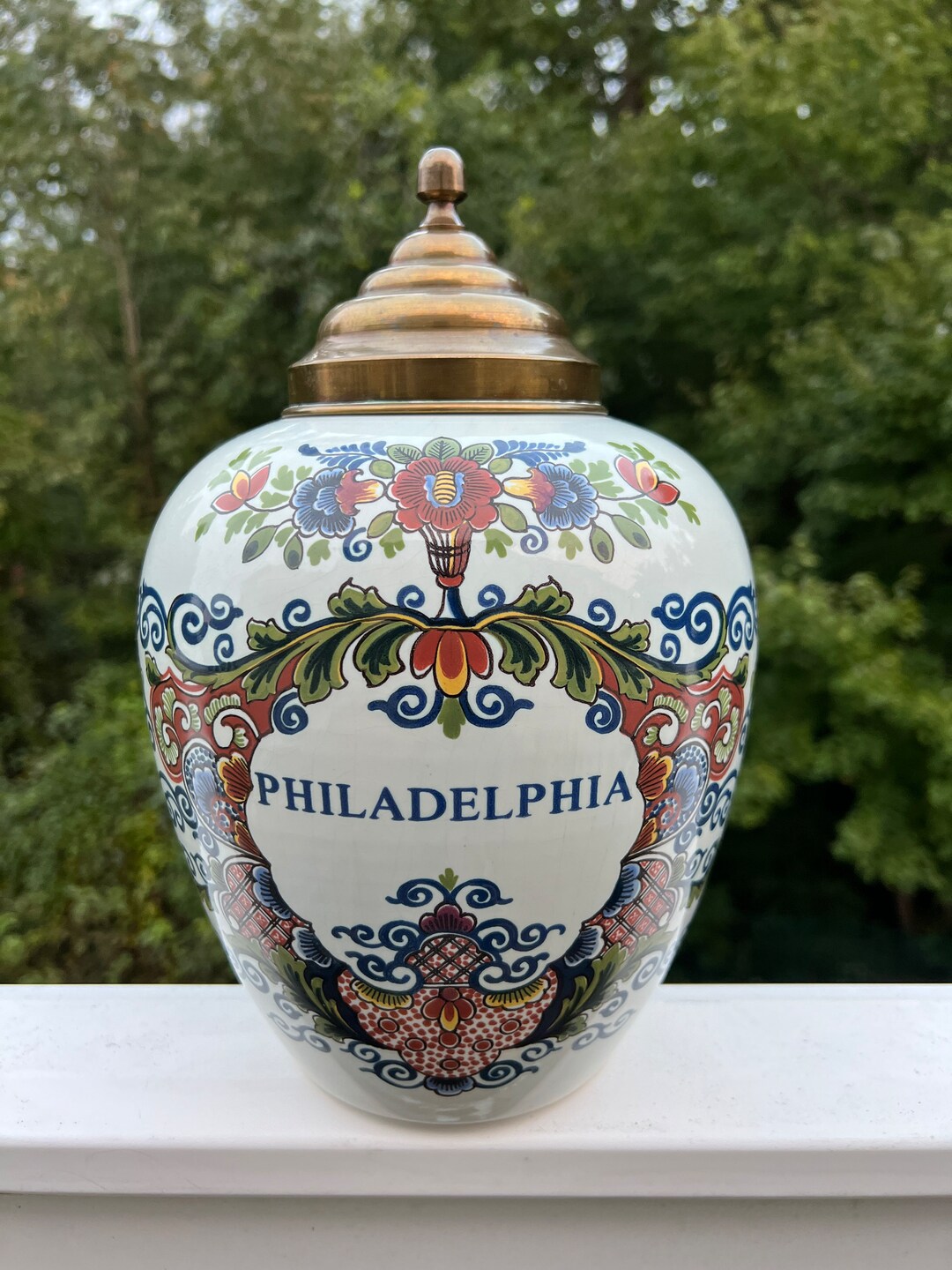 Delft polychrome ポット Delft Polychrome Philadelphia Tobacco Jar - Etsy