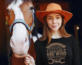 A Horse Perseveres With His Heart T-Shirt, Western Shirt, Horse Shirt, Western Shirt for Men, Western Shirt for Women, Cowboy Shirt