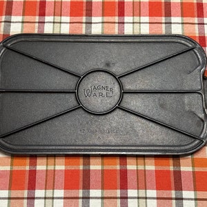Unmarked Wagner Ware 17 Inch Cast Iron Long Griddle Circa 