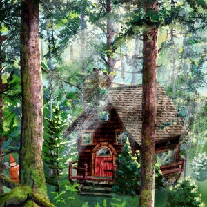 Forest Home Gnome Cottage Art Print