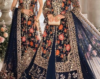 パキスタン民族衣装　Luxury ドレス　刺繍 Anarkali サーモンピンク パキスタン民族衣装 Luxury ドレス 刺繍 Anarkali サーモン