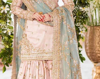 Pakistani wedding dresses net embroidered ethnic stylish party wear ready made outfit
