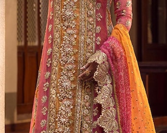 Embroidered Organza Pakistani Wedding Dress: Custom Salwar Kameez