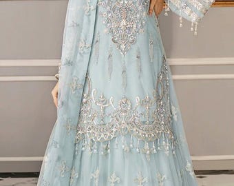 Embroidered net AK brand Pakistani Salwar Kameez lengha Custom Party Wear