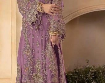 Pakistani salwar kameez chiffon  embroidered with chiffon dupatta outfit made on custom order