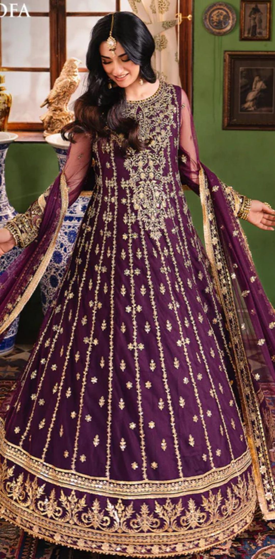 The Kurti Bazaar Pakistaans trouwkostuum – Salwar Kameez set, kant-en-klaar om te dragen., Keuze 2, Eén maat