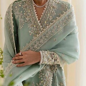 Embroidered Organza Pakistani Wedding Dress: Custom Salwar Kameez