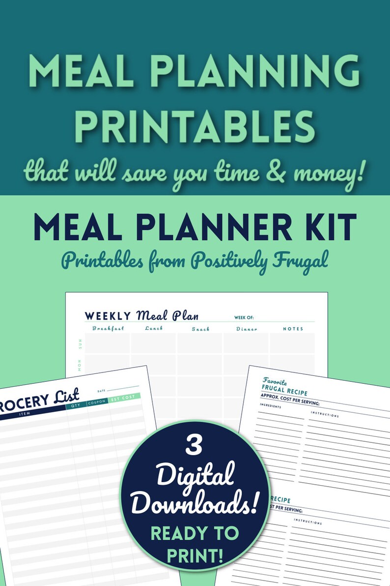 Meal Planner Kit Digital Download Meal Plan Calendar Grocery image 6