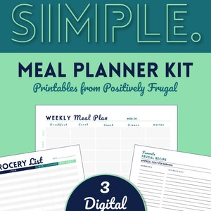 Meal Planner Kit Digital Download Meal Plan Calendar Grocery image 8
