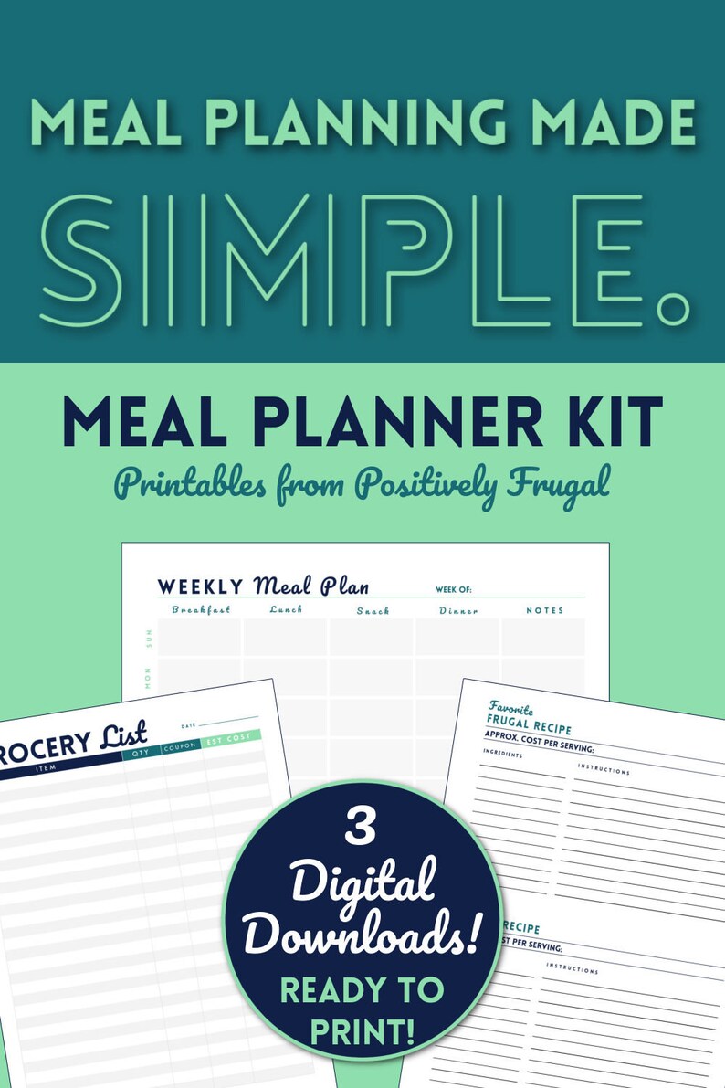 Meal Planner Kit Digital Download Meal Plan Calendar Grocery image 8