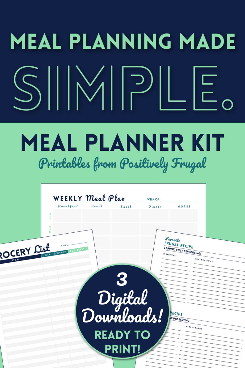 Meal Planner Kit Digital Download Meal Plan Calendar Grocery image 5