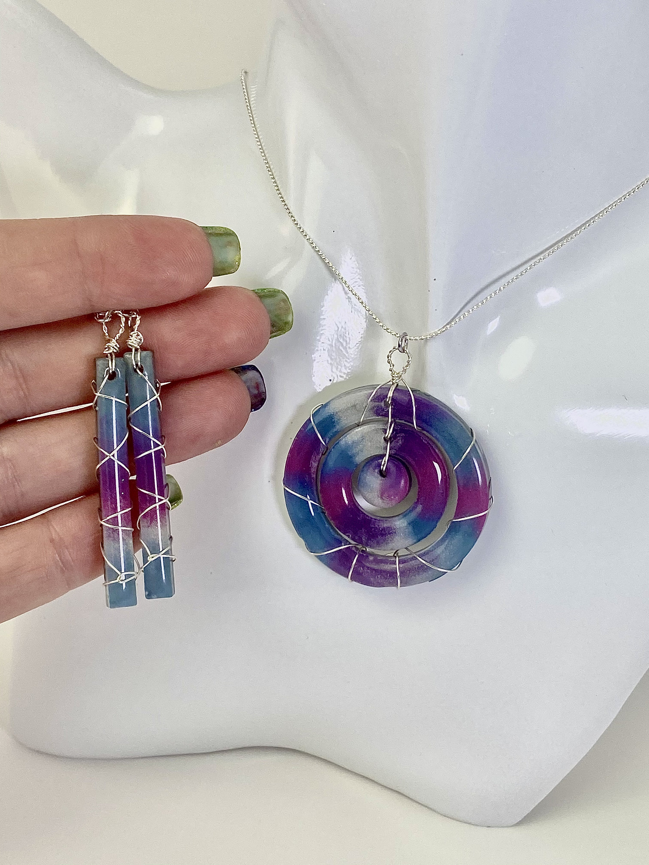 Color Change Jewelry, Necklace, Dangle Earrings, Resin Jewelry, Gift