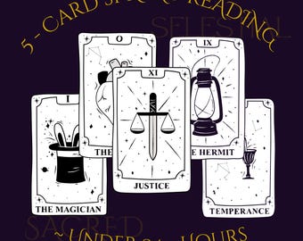 Leitura rápida no mesmo dia, em menos de 24 horas, com 5 cartas para assuntos como amor, carreira, etc.!