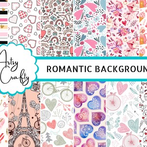 Romantic Digital Paper - Scrapbooking Digital Paper Pack, Scrapbook Collage Sheets - Digital Scrapbooking, Commercial Use - INSTANT DOWNLOAD