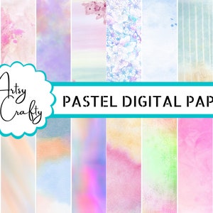 Pastel Digital Paper, Scrapbooking Digital Paper Pack, Scrapbook Collage Sheets - Digital Scrapbooking, Commercial Use - INSTANT DOWNLOAD