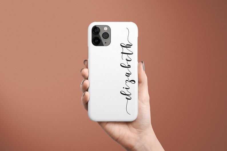 White Handwriting Name Custom Phone Case, iPhone 13 12 Pro Max Mini Personalized Aesthetic Tough Cover, iPhone 11 XR X XS Max Slim Snap Case 