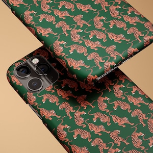 Chinese Tiger Year Custom iPhone 14 13 12 Pro Max Mini Case, Tiger Pattern Print iPhone 11 Tough Cover, iPhone X XS Max XR Slim Snap Case