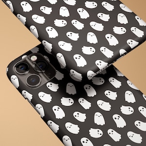 Halloween Ghost iPhone 14 13 12 Pro Max Mini Case, Custom iPhone 11 XR X XS Max Minimalist Slim Snap Hard Tough Protective Cover Case