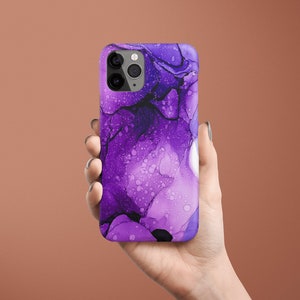 Marble Ink Purple Watercolor Custom Phone Case, Aesthetic Design iPhone 13 12 11 Pro Max Mini Slim Snap Case, iPhone XR X XS Max Tough Cover