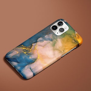 Marble Ink Colorful Aesthetic Design iPhone 14 13 12 11 Pro Max Mini Case, Custom iPhone XR X XS Max Minimalist Slim Snap Hard Tough Cover